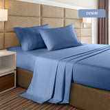 Bed Sheet 2000TC Casa Decor Bamboo Cooling Sheet Set Ultra Soft Bedding - King - Denim