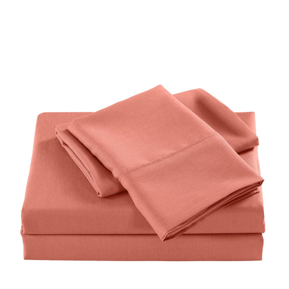 Casa Decor 2000 Thread Count Bamboo Cooling Sheet Set Ultra Soft Bedding - Single - Peach