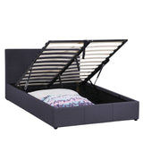 Milano Luxury Gas Lift Bed Frame Base And Headboard With Storage - King - Charcoal