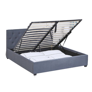 Milano Capri Luxury Gas Lift Bed Frame Base And Headboard With Storage - King - Grey