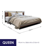 Milano Decor Azure Bed Frame With Headboard Black Wood Steel Platform Bed - Queen - Black