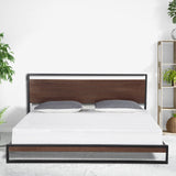 Milano Decor Azure Bed Frame With Headboard Black Wood Steel Platform Bed - Queen - Black