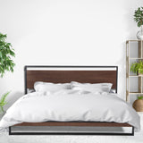 Milano Decor Azure Bed Frame With Headboard Black Wood Steel Platform Bed - King - Black