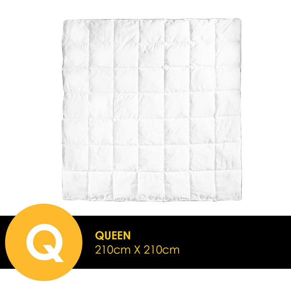 Royal Comfort Bamboo Blend Quilt 250GSM Luxury Doona Duvet 100% Cotton Cover - Queen - White