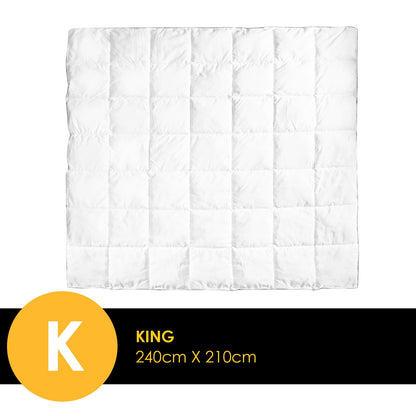 Royal Comfort Bamboo Blend Quilt 250GSM Luxury Doona Duvet 100% Cotton Cover - King - White