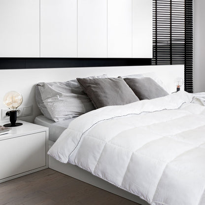 Royal Comfort Bamboo Blend Quilt 250GSM Luxury Doona Duvet 100% Cotton Cover - King - White