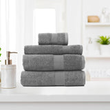 Royal Comfort 4 Piece Cotton Bamboo Towel Set 450GSM Luxurious Absorbent Plush  Charcoal