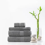 Royal Comfort 4 Piece Cotton Bamboo Towel Set 450GSM Luxurious Absorbent Plush  Charcoal