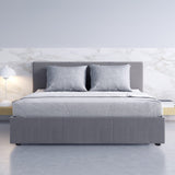 Milano Luxury Gas Lift Bed Frame Base And Headboard With Storage - King - Grey