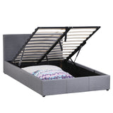Milano Luxury Gas Lift Bed Frame Base And Headboard With Storage - King - Grey