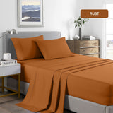 Bed Sheet 2000TC Royal Comfort Bamboo Cooling Sheet Set Ultra Soft Bedding - King - Rust