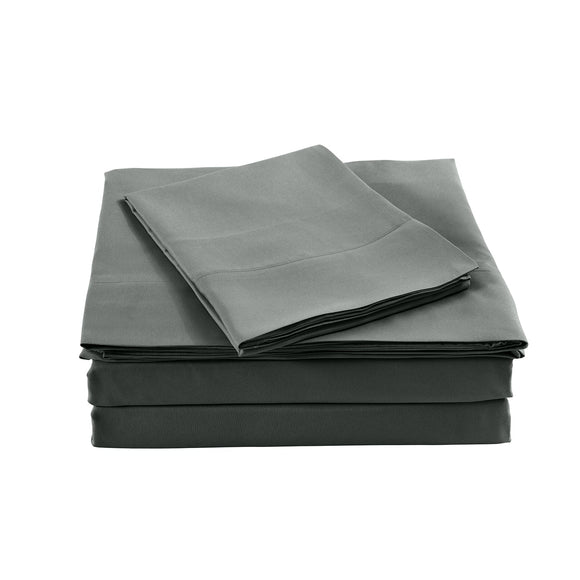 Royal Comfort Bamboo Blended Sheet & Pillowcases Set 1000TC Ultra Soft Bedding - Queen - Charcoal