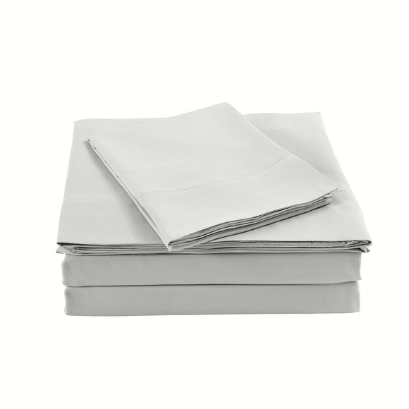 Royal Comfort Bamboo Blended Sheet & Pillowcases Set 1000TC Ultra Soft Bedding - Queen - Light Grey
