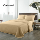 Royal Comfort Bamboo Blended Sheet & Pillowcases Set 1000TC Ultra Soft Bedding - Queen - Oatmeal