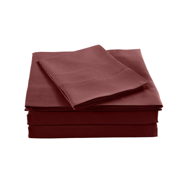 Royal Comfort Bamboo Blended Sheet & Pillowcases Set 1000TC Ultra Soft Bedding - King - Malaga Wine