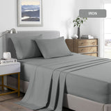 Bed Sheet 2000TC Royal Comfort Bamboo Cooling Sheet Set Ultra Soft Bedding - King - Mid Grey