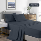 Bed Sheet 2000TC Royal Comfort Bamboo Cooling Sheet Set Ultra Soft Bedding - King - Charcoal