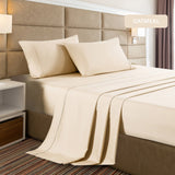 Casa Decor 2000 Thread Count Bamboo Cooling Sheet Set Ultra Soft Bedding - Queen - Oatmeal