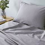 Royal Comfort Vintage Washed 100% Cotton Sheet Set Fitted Flat Sheet Pillowcases - Double - Grey