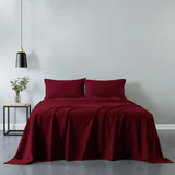 Royal Comfort Vintage Washed 100% Cotton Sheet Set Fitted Flat Sheet Pillowcases - Queen - Mulled Wine