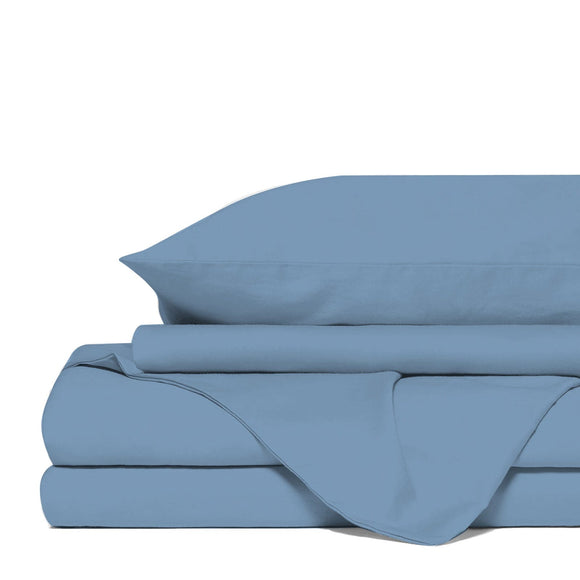 Royal Comfort 4 Piece 1500TC Sheet Set And Goose Feather Down Pillows 2 Pack Set - Double - Indigo