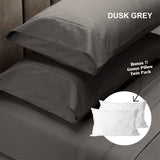 Royal Comfort 4 Piece 1500TC Sheet Set And Goose Feather Down Pillows 2 Pack Set - Queen - Dusk Grey