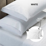 Royal Comfort 4 Piece 1500TC Sheet Set And Goose Feather Down Pillows 2 Pack Set - Queen - White