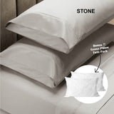 Royal Comfort 4 Piece 1500TC Sheet Set And Goose Feather Down Pillows 2 Pack Set - King - Stone