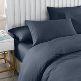 Royal Comfort 2000TC 6 Piece Bamboo Sheet & Quilt Cover Set Cooling Breathable - Queen - Charcoal