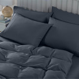 Royal Comfort 2000TC 6 Piece Bamboo Sheet & Quilt Cover Set Cooling Breathable - Queen - Charcoal