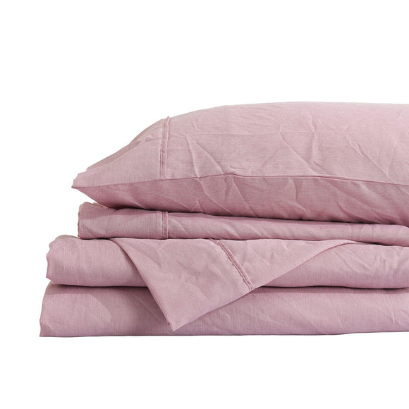 Royal Comfort Flax Linen Blend Sheet Set Bedding Luxury Breathable Ultra Soft - Queen - Mauve