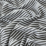 Royal Comfort Stripes Linen Blend Sheet Set Bedding Luxury Breathable Ultra Soft - King - Charcoal