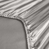 Royal Comfort Satin Sheet Set 3 Piece Fitted Sheet Pillowcase Soft  - Queen - Charcoal