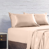 Royal Comfort Satin Sheet Set 4 Piece Fitted Flat Sheet Pillowcases  - Queen - Champagne Pink