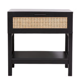 Casa Decor Tulum Rattan Bedside Table Drawers Table Nightstand Cabinet Black