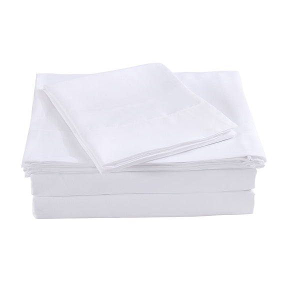 Royal Comfort Bamboo Blended Sheet & Pillowcases Set 1000TC Ultra Soft Bedding - Queen - White