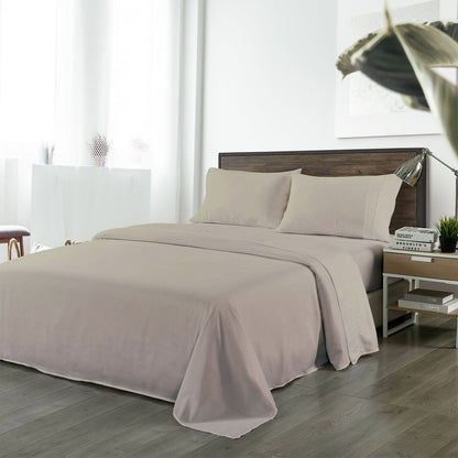 Royal Comfort Bamboo Blended Sheet & Pillowcases Set 1000TC Ultra Soft Bedding - Queen - Warm Grey