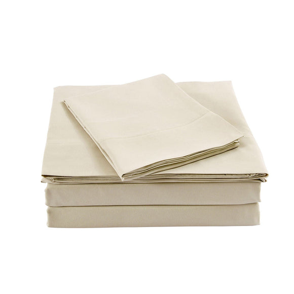 Royal Comfort Bamboo Blended Sheet & Pillowcases Set 1000TC Ultra Soft Bedding - King - Ivory