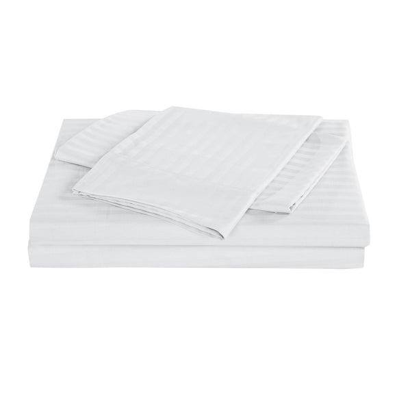 Kensington 1200 Thread Count 100% Egyptian Cotton Sheet Set Stripe Hotel Grade - King - White