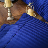 Kensington 1200 Thread Count 100% Egyptian Cotton Sheet Set Stripe Hotel Grade - Mega King - Indigo