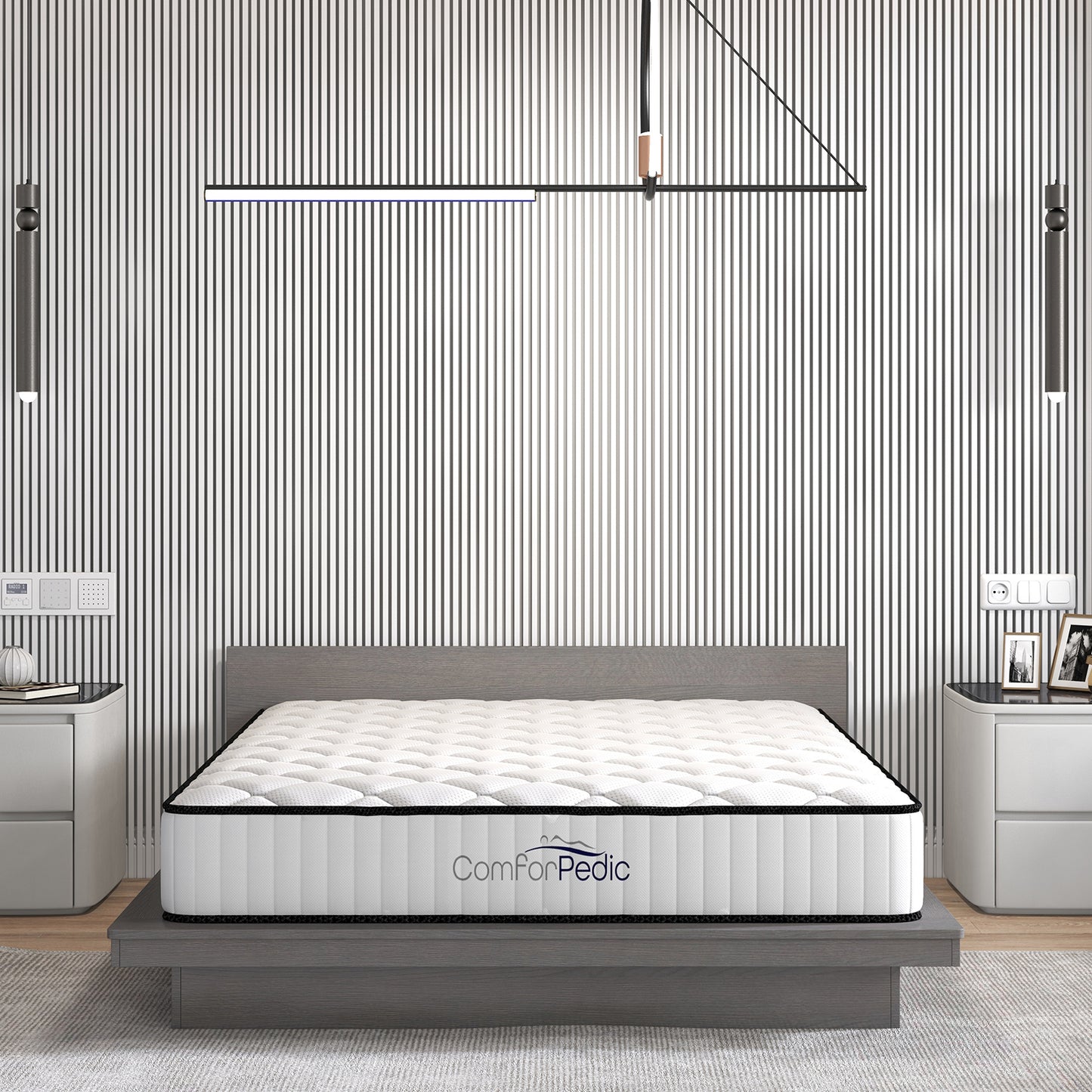 Comforpedic Mattress 5 Zone Medium Support Foam Bonnell Spring 21CM - Queen - White  Black