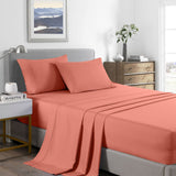 Bed Sheet 2000TC Royal Comfort Bamboo Cooling Sheet Set Ultra Soft Bedding - King - Peach