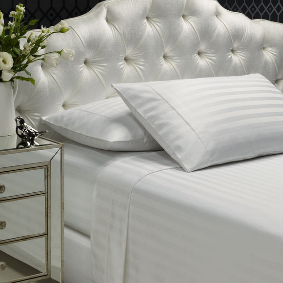 Royal Comfort 1200TC Sheet Set Damask Cotton Blend Ultra Soft Sateen Bedding - King - White