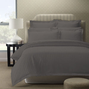 Royal Comfort 1200TC Quilt Cover Set Damask Cotton Blend Luxury Sateen Bedding - King - Charcoal Grey