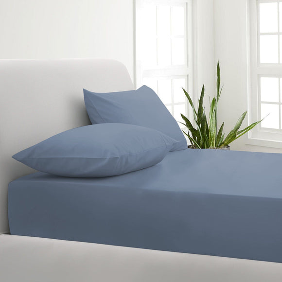 Park Avenue 1000TC Cotton Blend Sheet & Pillowcases Set Hotel Quality Bedding - Double - Blue Fog