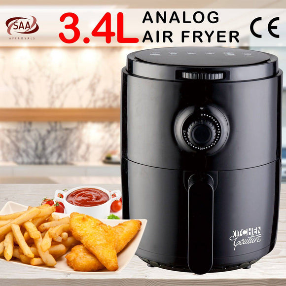 Air Fryer Healthy Food No Oil Cooking Recipe 3.4L Capacity Black 3.4 Litre Black-Kitchen Couture