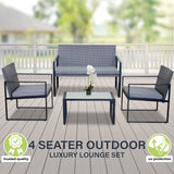 Milano Outdoor Furniture 4pc Rattan Patio Setting Coffee Table Chairs Set Garden
