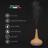 Essential Oil Diffuser Ultrasonic Humidifier Aromatherapy LED Light 200ML 3 Oils 15 x 15 x 20cm Light Wood Grain