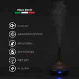 Essential Oil Diffuser Ultrasonic Humidifier Aromatherapy LED Light 200ML 3 Oils 15 x 15 x 20cm Dark Wood Grain