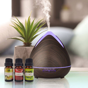 Essential Oils Ultrasonic Aromatherapy Diffuser Air Humidifier Purify 400ML  Dark Wood